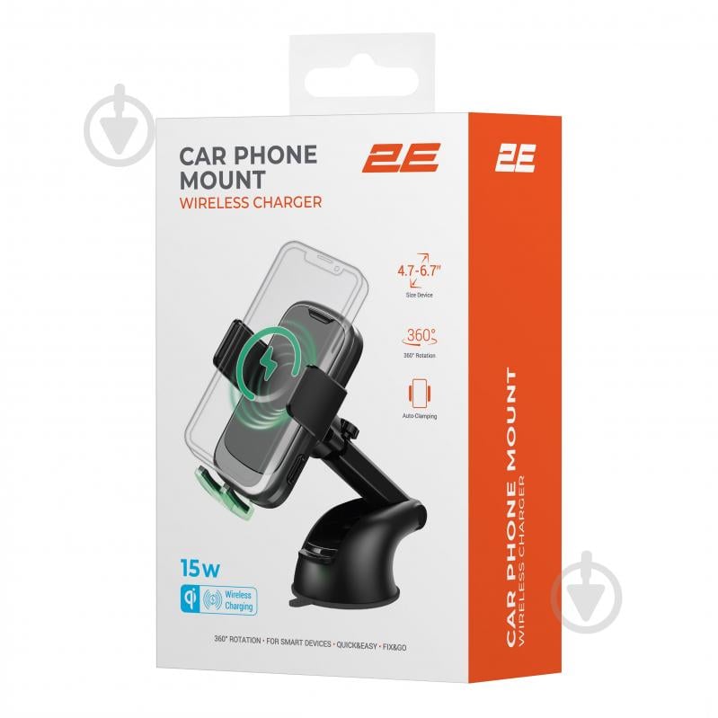 Автотримач 2E з бездротовою зарядкою 2E-WCQ01-10 чорний - фото 3 Автотримач 2E з бездротовою зарядкою 2E-WCQ01-10 чорний - фото 3