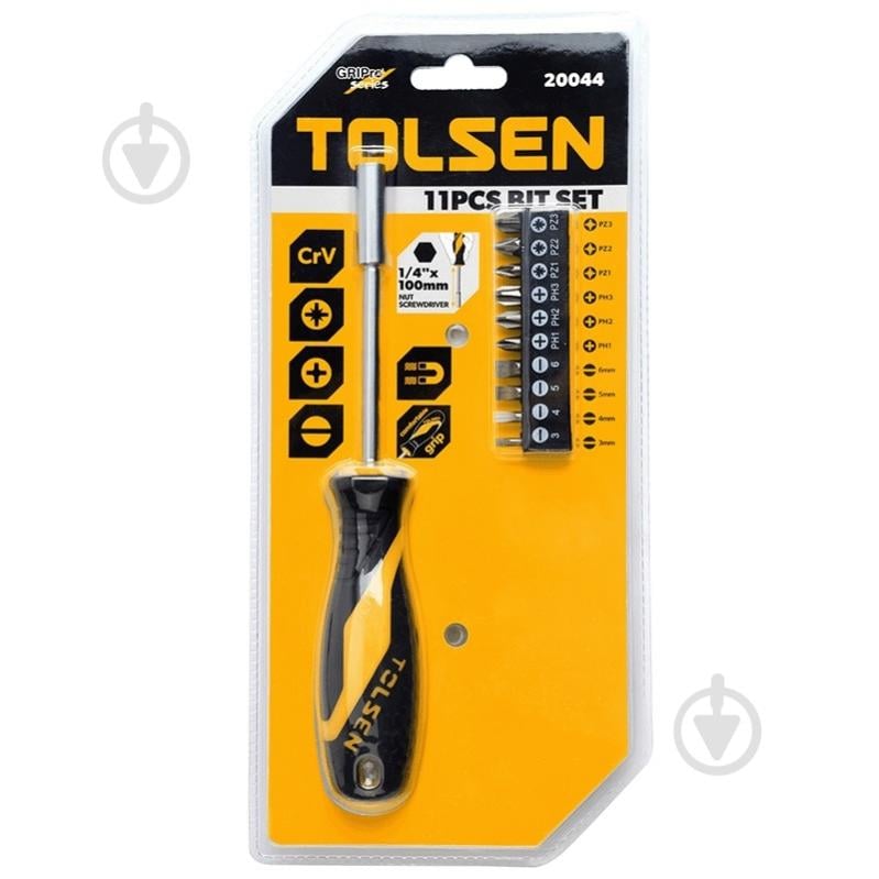Набір біт Tolsen з рукояткою 11 предметів (20044) 10 шт. 20044 - фото 1 Набір біт Tolsen з рукояткою 11 предметів (20044) 10 шт. 20044 - фото 1