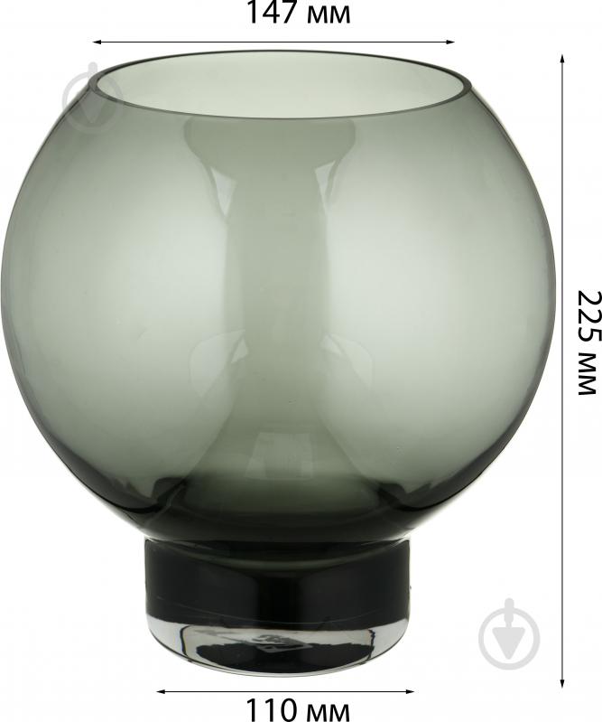 Ваза скляна Wrzesniak Glassworks Куля Wisla Grey 15-4248B 23 см сіра - фото 5