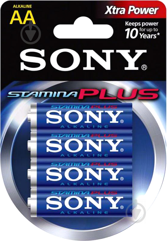 Батарейка Sony Stamina Plus AA (R6, 316) 4 шт. (AM3B4D) - фото 1