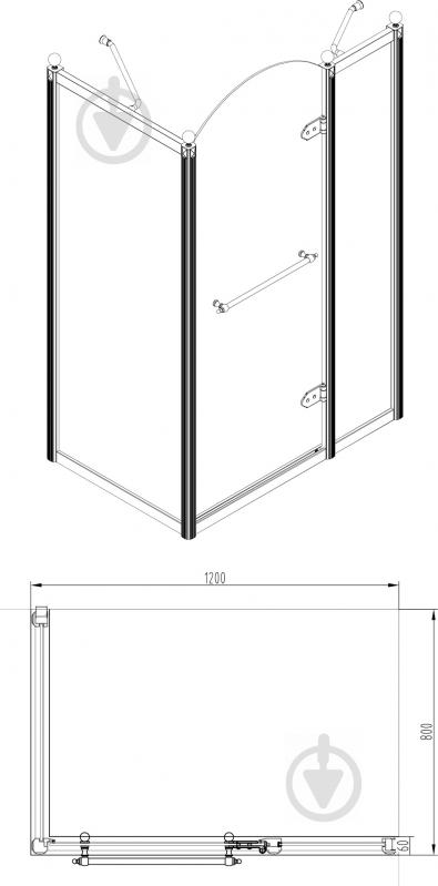 Душова кабіна VOLLE Grand Tenerife Silver R 120x80 см - фото 2