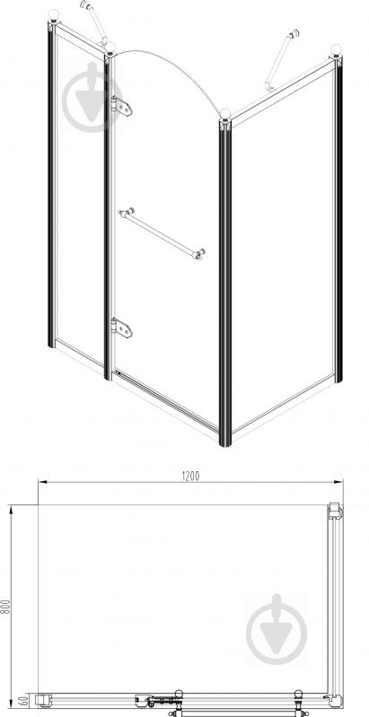 Душова кабіна VOLLE Grand Tenerife Silver L 120x80 см - фото 2