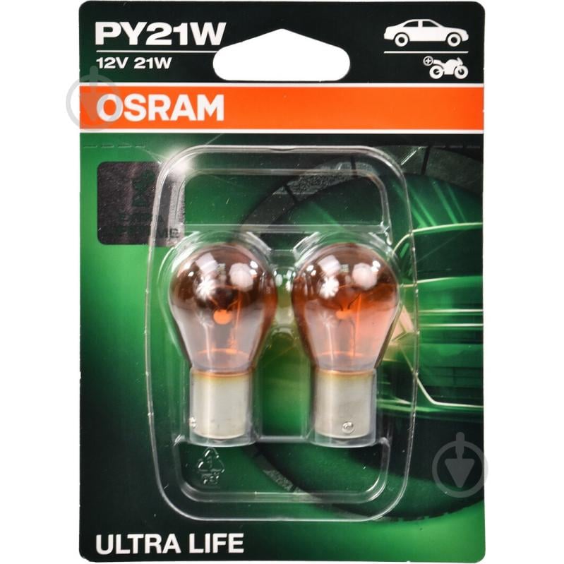 Автолампа накаливания Osram Ultra Life PY21W 21 Вт 2 шт.(OS 7507 ULT_02B) - фото 1