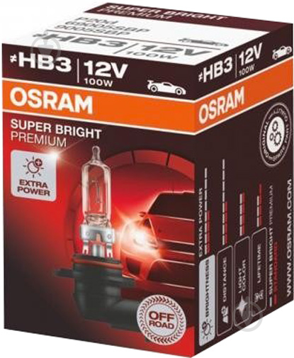 Автолампа галогенна Osram Super Bright Premium HB3 1 шт.(OS 69005 SBP) - фото 1