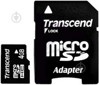 Карта пам'яті Transcend miсroSDHC 4 ГБ Class 4 + SD adapter (TS4GUSDHC4) - фото 1