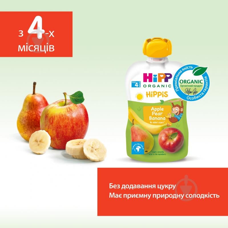 Пюре Hipp Яблоко-груша-банан 100 г 9062300433743 - фото 3