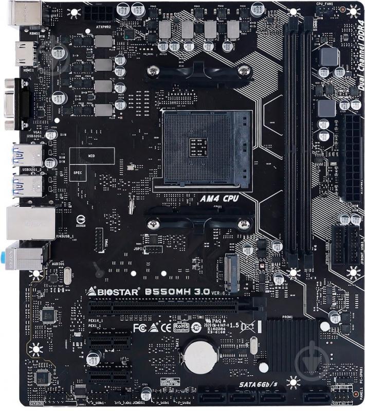 Материнська плата Biostar B550MH_3.0 (Socket AM4, AMD B550, micro ATX) - фото 1