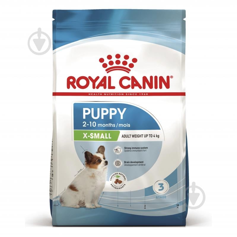 Корм сухий для цуценят для малих порід Royal Canin X-SMALL PUPPY 1,5 кг (свійська птиця, рис, кукурудза) 1,5 кг - фото 1