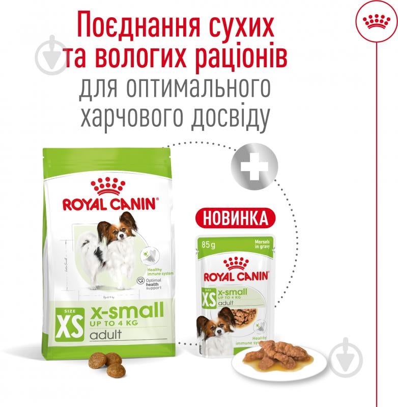 Корм сухой для взрослых собак для малых пород Royal Canin X-SMALL ADULT 0,5 кг (домашняя птица, рис, кукуруза) 500 г - фото 6