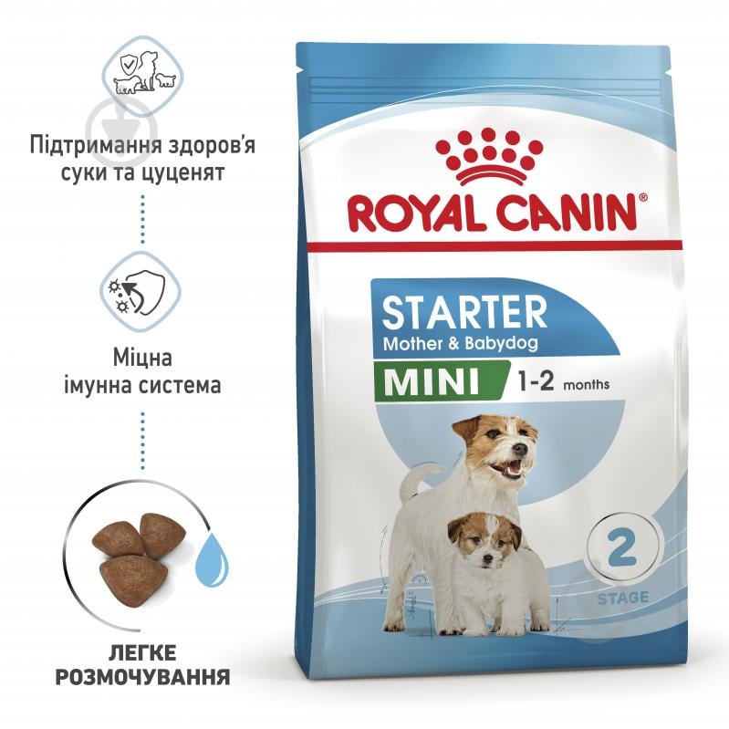 Корм сухий для дорослих собак для малих порід Royal Canin MINI STARTER 1 кг (свійська птиця, рис, кукурудза) 1 кг - фото 3