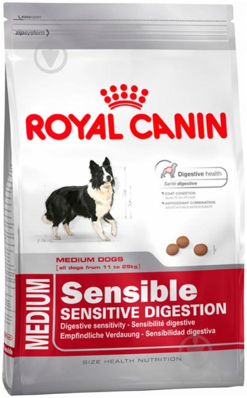 Корм сухой для молодых собак для средних пород Royal Canin Medium Sensible 4 кг (кукуруза, рис) 4 кг - фото 1 Корм сухой для молодых собак для средних пород Royal Canin Medium Sensible 4 кг (кукуруза, рис) 4 кг - фото 1