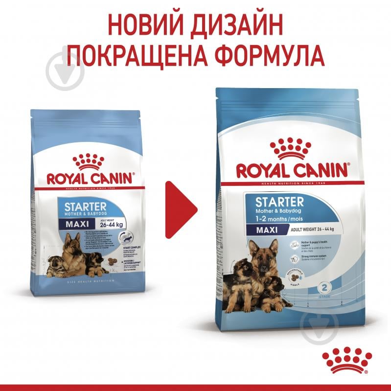 Корм сухий для цуценят для крупних порід Royal Canin MAXI STARTER 4 кг (кукурудза, рис) 4 кг - фото 2