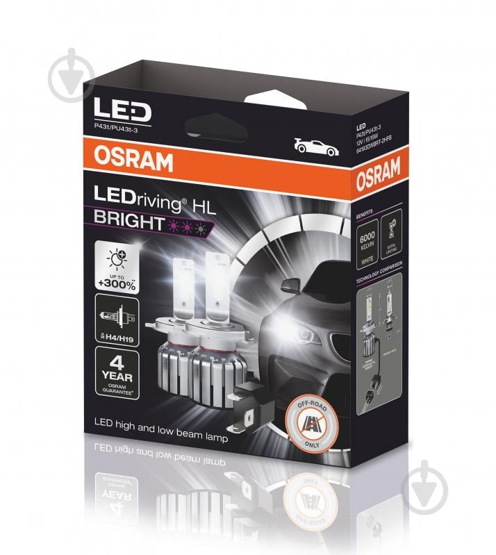 Автолампа світлодіодна Osram LEDriving HL BRIGHT H19 15 Вт 2 шт.(OS64193DWBRT2HFB) - фото 2