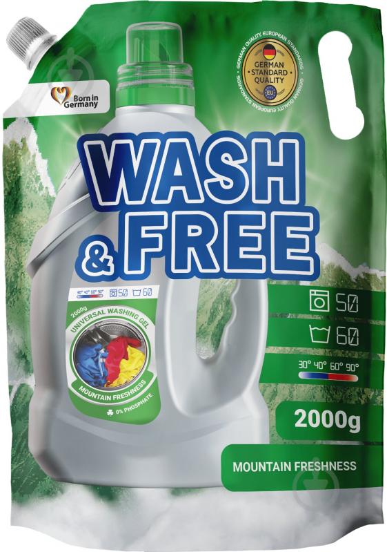 Гель для машинного та ручного прання Wash&Free Гірська свіжість (DOYPACK) 2 л - фото 1