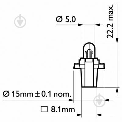 Автолампа розжарювання Philips Vision BAX 1,2 Вт 2 шт.(PS12597B2) - фото 3