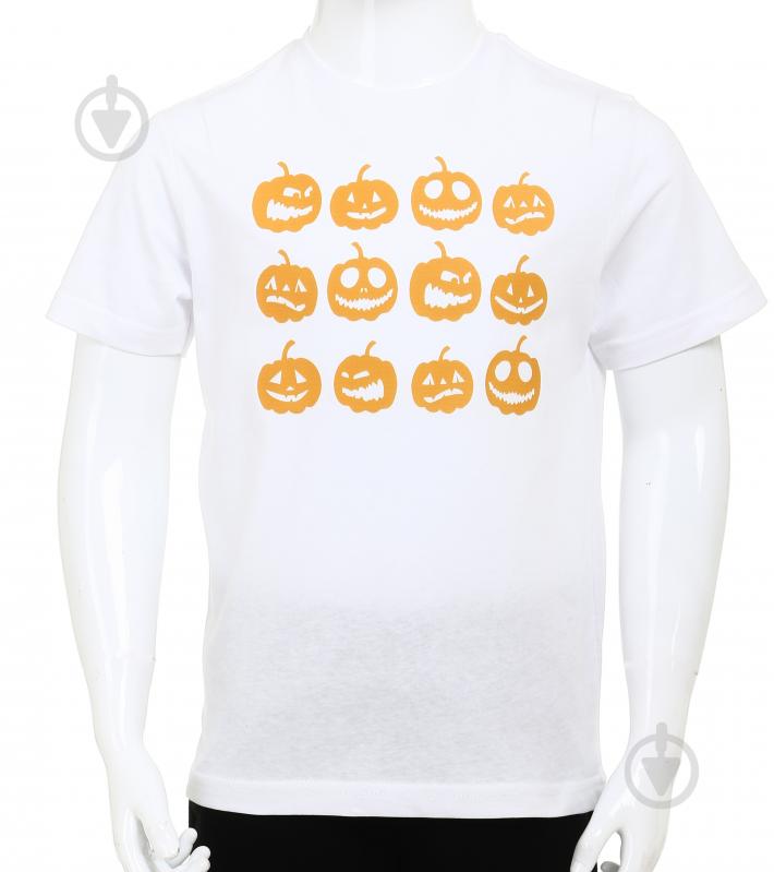 Футболка для дівчаток/для хлопчиків Hallowen Гарбузи р.140/146 білий - фото 1