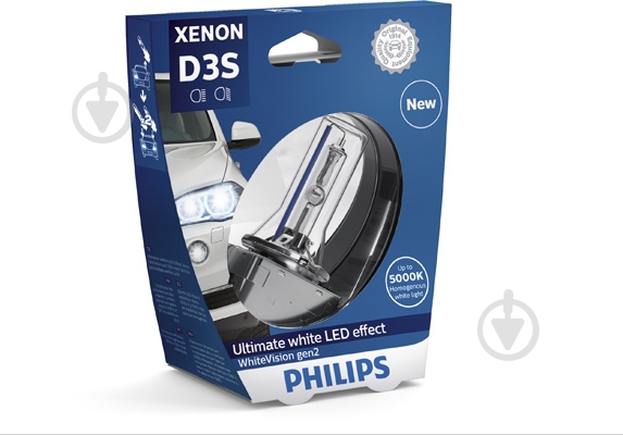 Автолампа ксенонова Philips Xenon WhiteVision gen2 D3S 35 Вт 1 шт.(PS42403WHV2S1) - фото 1