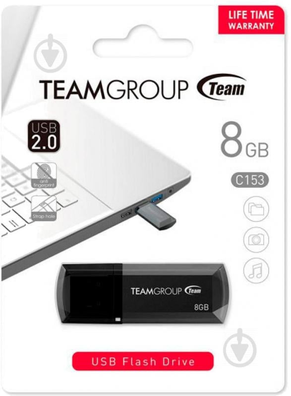 Флеш-память USB Team C153 8 ГБ USB 2.0 black (TC1538GB01) - фото 3