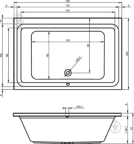 Ванна акрилова RIHO Castello BB7700500000000 180х120 см - фото 3