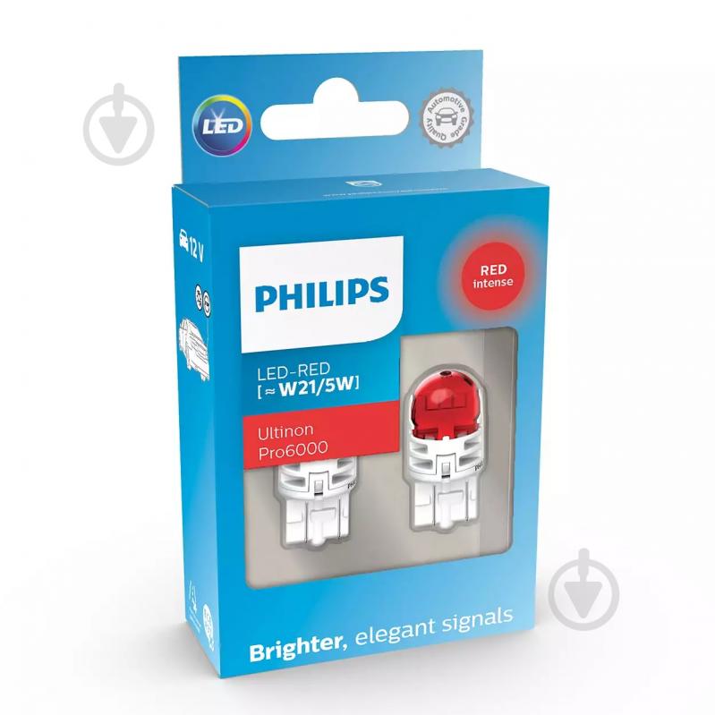 Автолампа світлодіодна Philips Ultinon Pro6000 W21/5W 0,8 Вт 2 шт.(PS11066RU60X2) - фото 1