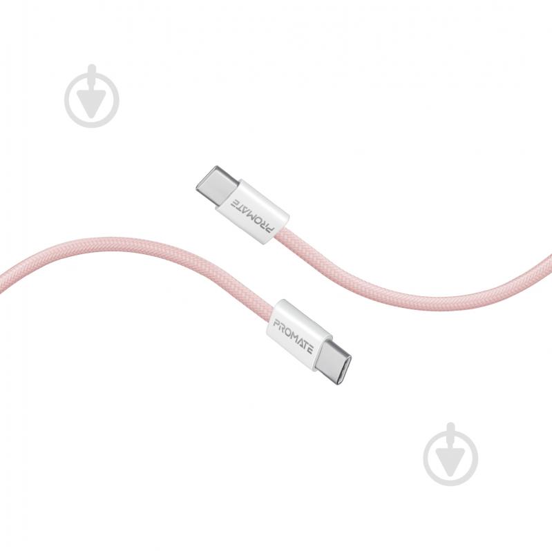 Кабель Promate EcoLine-CC200 USB-C to USB-C 60W Power Delivery 2 м рожевий (ecoline-cc200.pink) - фото 1