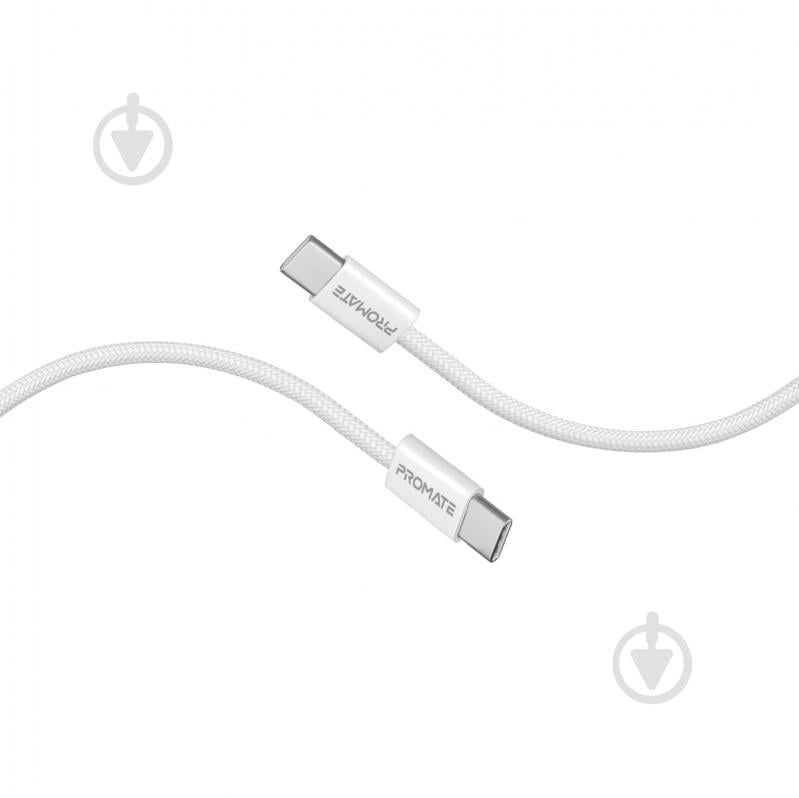 Кабель Promate EcoLine-CC200 USB-C to USB-C 60W Power Delivery 2 м white (ecoline-cc200.white) - фото 1