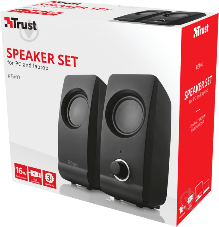 Акустическая система Trust Remo SPEAKER SET (17595) 2.0 black - фото 4