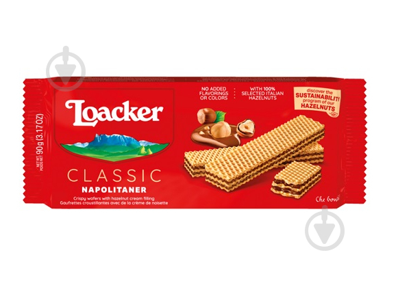 Вафлі Loacker Wafers з горіховою начинкою 90 г - фото 1