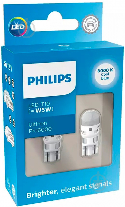 Автолампа світлодіодна Philips Ultinon Pro6000 W5W 2 шт.(PS 11961XU60X2) - фото 1