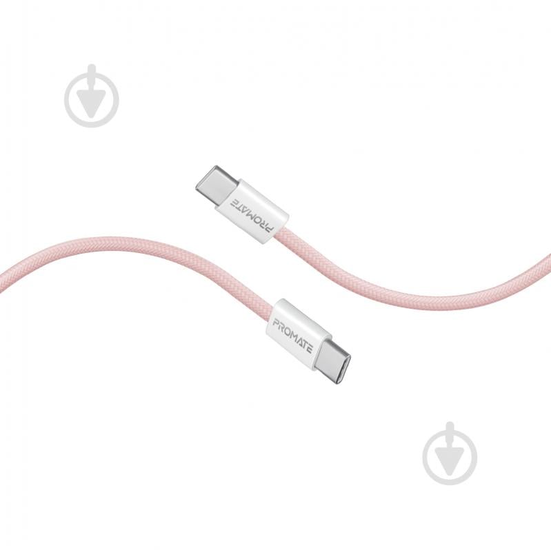 Кабель Promate USB-C to USB-C 60W Power Delivery 1,2 м розовый (ecoline-cc120.pink) - фото 1