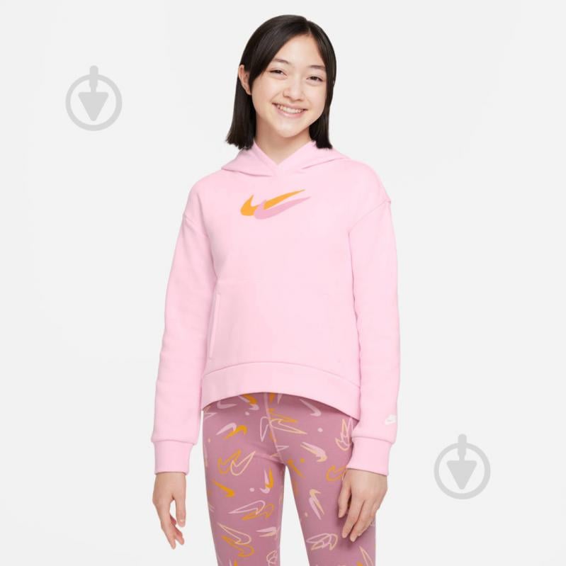 Джемпер Nike G NSW FLC HOODIE SSNL PRNT DQ9127-663 розовый - фото 1