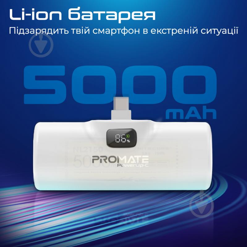 Повербанк Promate 5000 mAh white (powerup-c.white) - фото 2