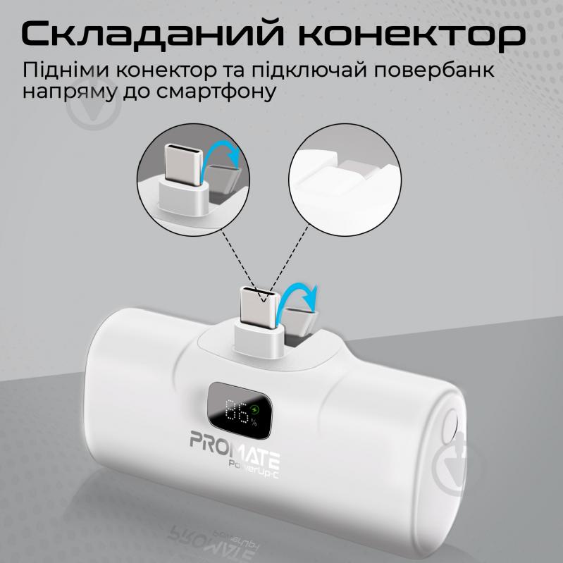 Повербанк Promate 5000 mAh white (powerup-c.white) - фото 4