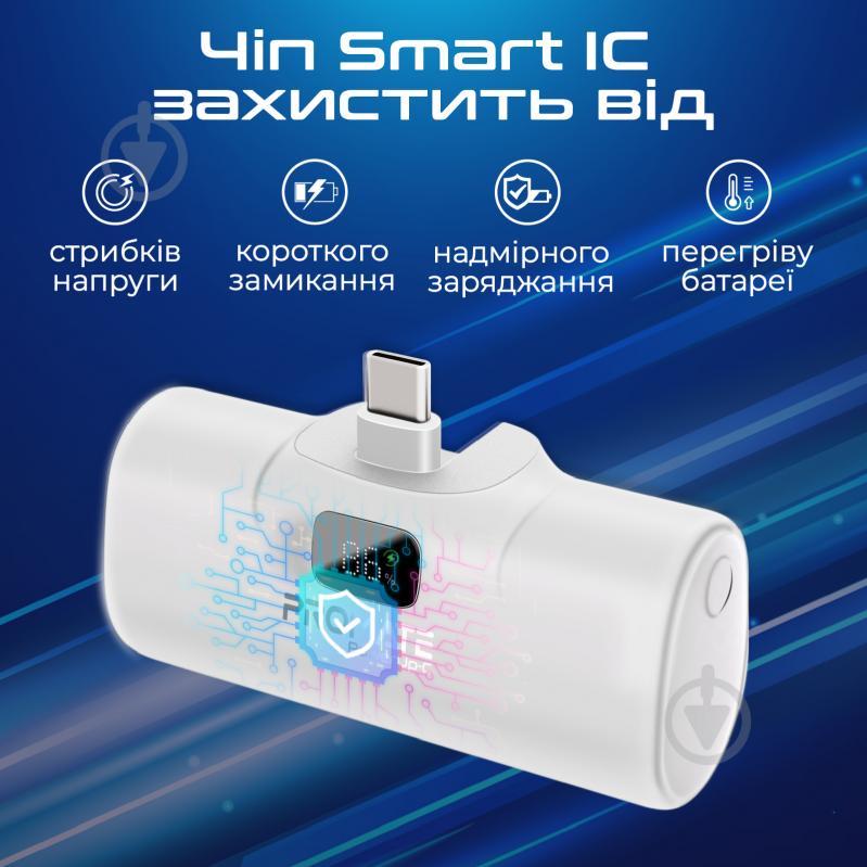 Повербанк Promate 5000 mAh white (powerup-c.white) - фото 5