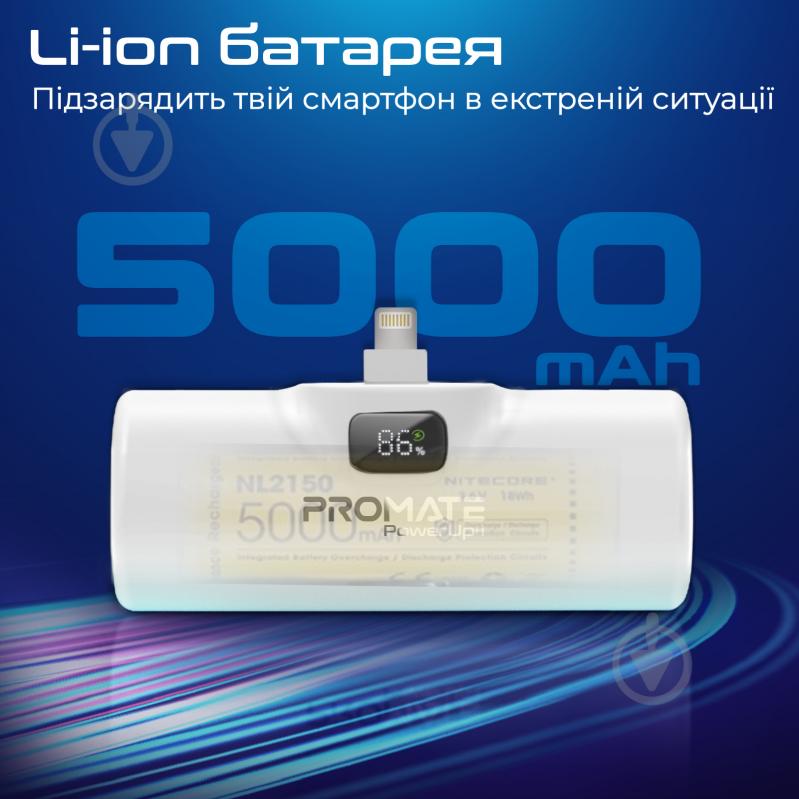 Повербанк Promate 5000 mAh white (powerup-i.white) - фото 2