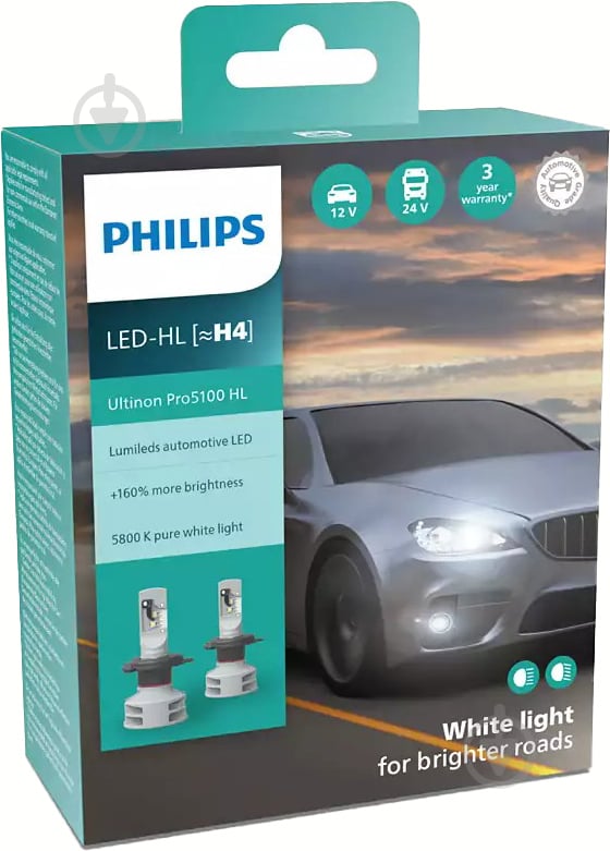 Автолампа светодиодная Philips Ultinon Pro5100 H4 12 Вт 2 шт.(PS 11342U51X2) - фото 1