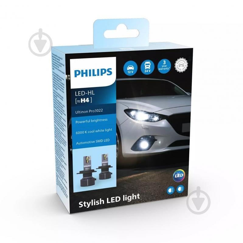 Автолампа світлодіодна Philips Ultinon Pro3022 H4 20 Вт 2 шт.(PS11342U3022X2) - фото 2