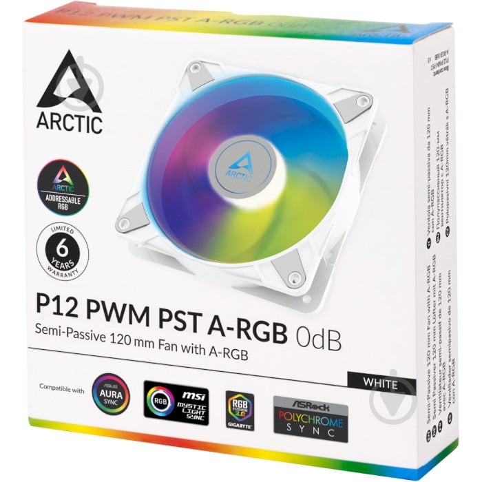 Вентилятор для корпуса Arctic P12 PWM PST A-RGB White (ACFAN00254A) - фото 4