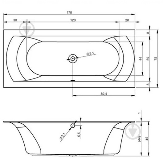 Ванна акриловая RIHO Linares BT4400500000000 170х75 см - фото 2