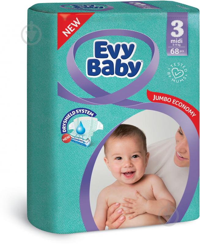 Подгузники Evy Baby Midi 3 5-9 кг 68 шт. - фото 1