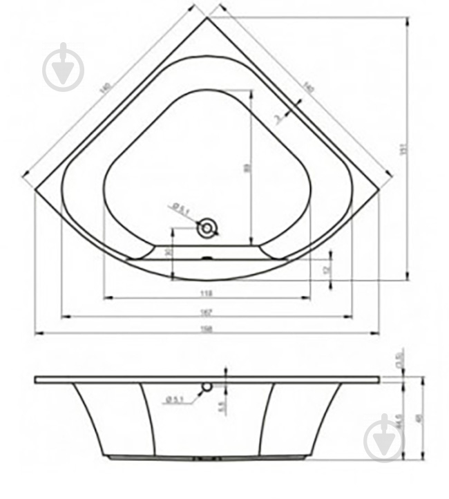 Ванна акрилова RIHO Atlanta BB7000500000000 140х140 см - фото 4