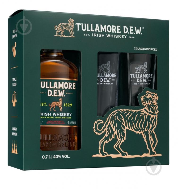 Виски Tullamore Dew Original 5 лет выдержки + 2 стакана 0,7 л - фото 1
