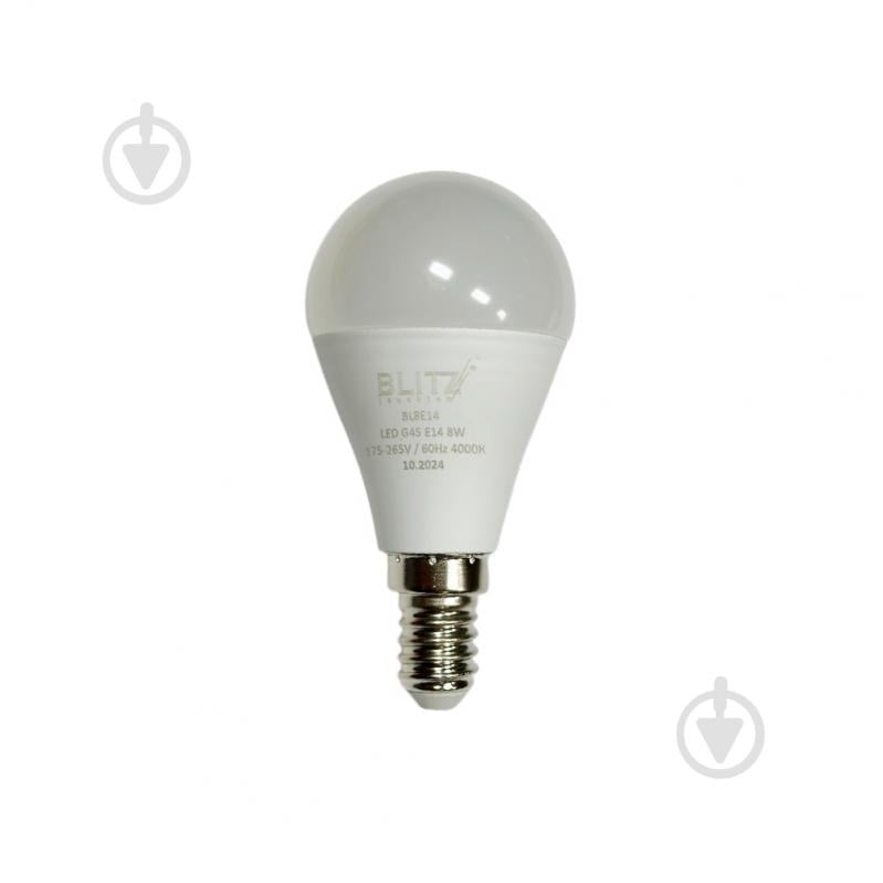 Лампа светодиодная Blitz 8 Вт G45 E14 220 В 4000 К BL8E14 - фото 1 Лампа светодиодная Blitz 8 Вт G45 E14 220 В 4000 К BL8E14 - фото 1