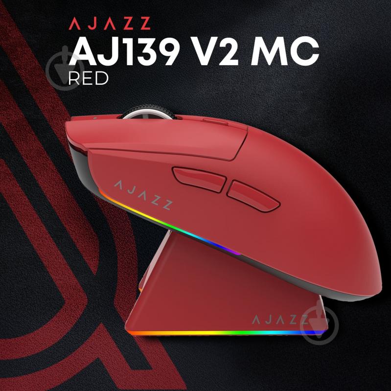 Игровая мышь Ajazz AJ139 V2 MC Wireless/Bluetooth/USB Red (AJ139-V2-MC-R) - фото 6