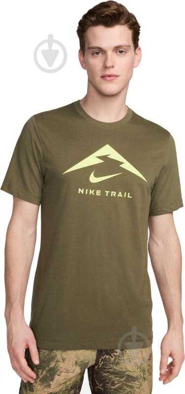 Футболка Nike NK DF TEE TRAIL LOGO FQ3914-222 р.S зеленый - фото 1