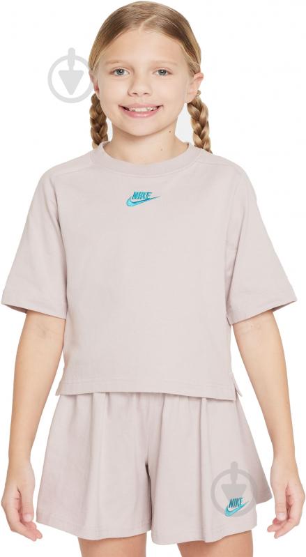 Футболка Nike G NSW SS TOP JSY LBR FN8589-019 р.XS бежевий - фото 1