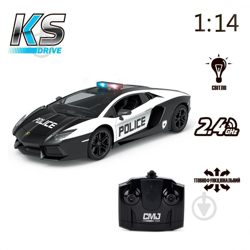 Машинка KS Drive Lamborghini Aventador Police 2.4Ghz чорно-білий 1:24 114GLPCWB - фото 7