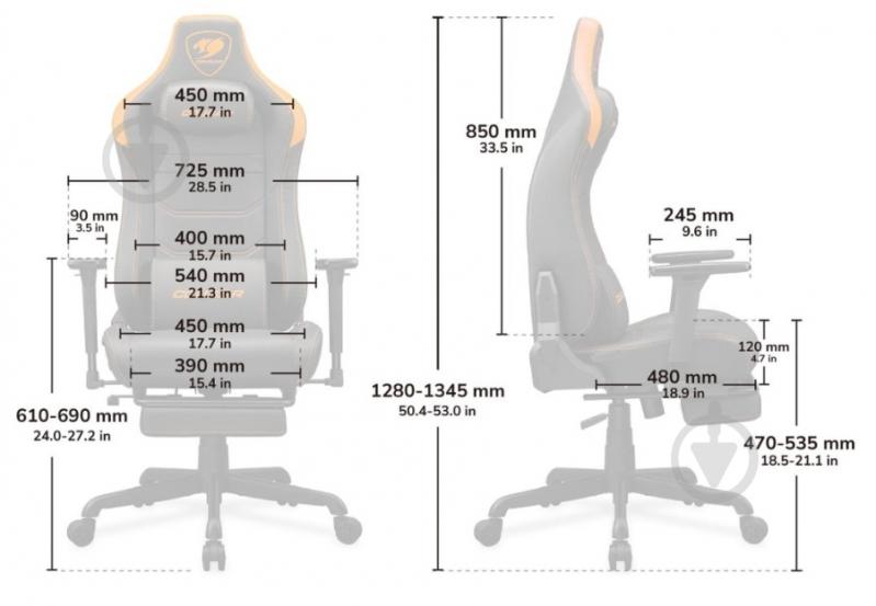 Кресло игровое Cougar ARMOR EVO S Gold черный - фото 9
