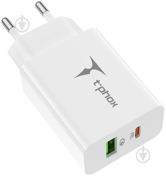 Мережевий зарядний пристрій T-PHOX Speedy 20W 2Ports Type-C+USB Charger (Біла) - фото 3