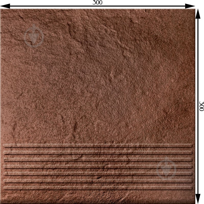 Клинкерная плитка Cersanit Солар Браун ступенька структурная 30x30 - фото 2